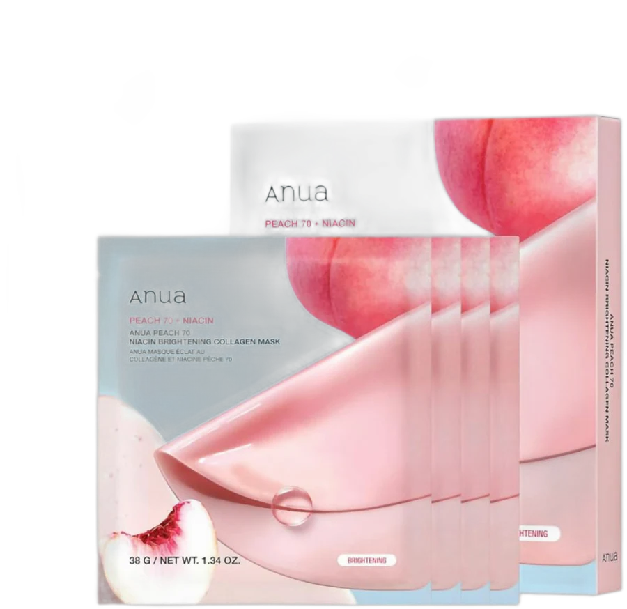 Anua Peach 70 Niacin Brightening Collagen Mask (Set of 4)